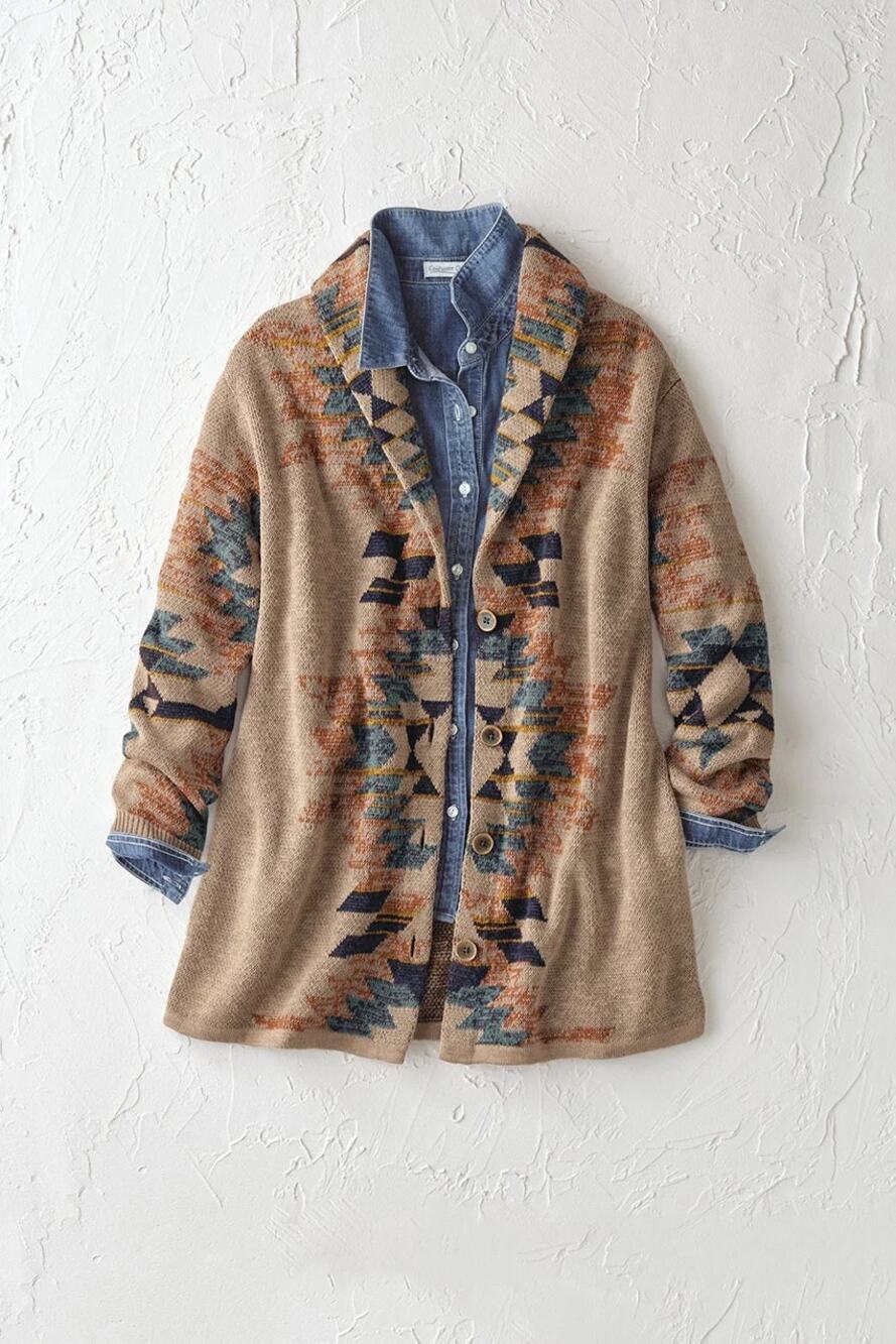 Coldwater Creek Sunset Ridge Aztec cardigan sz Petite Small